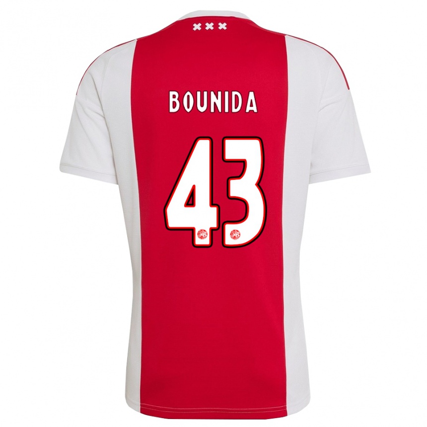 ילדים כדורגל Rayane Bounida #43 אדום לבן צהוב ג'רזי ביתית 2026/27