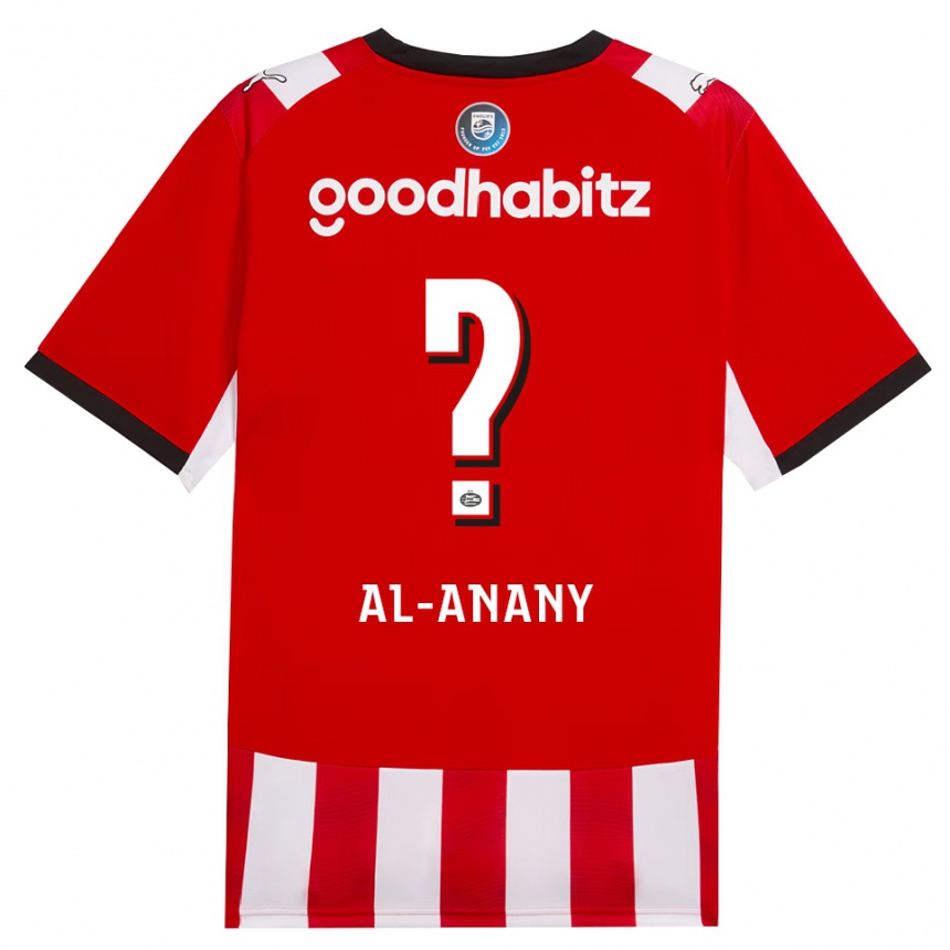 ילדים כדורגל Yousif Al-Anany #0 אדום לבן שחור ג'רזי ביתית 2026/27