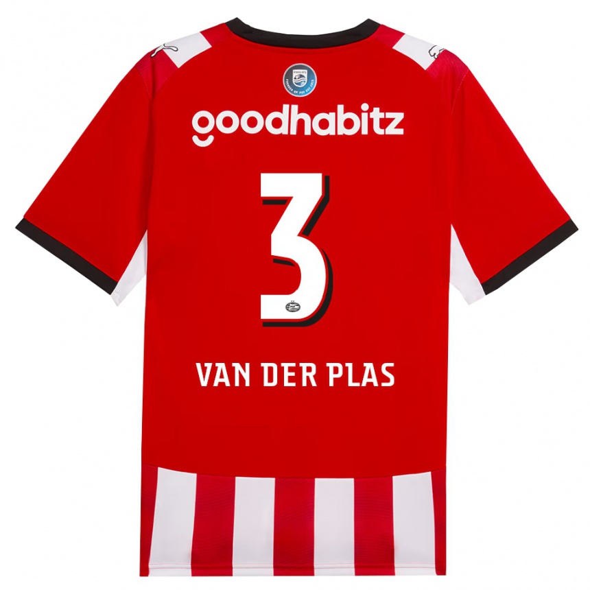 ילדים כדורגל Sven Van Der Plas #3 אדום לבן שחור ג'רזי ביתית 2026/27