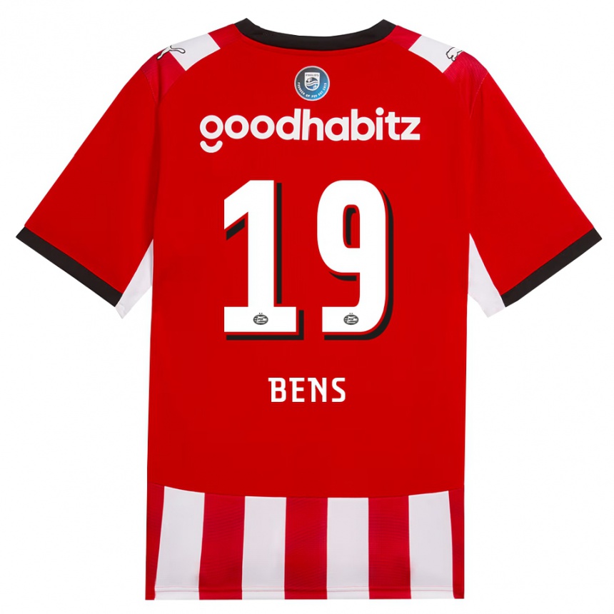 ילדים כדורגל Teun Bens #19 אדום לבן שחור ג'רזי ביתית 2026/27