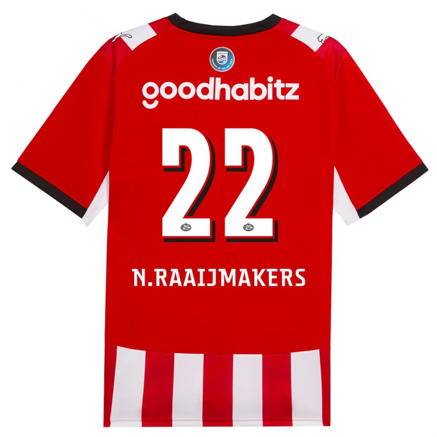 ילדים כדורגל Niels Raaijmakers #22 אדום לבן שחור ג'רזי ביתית 2026/27