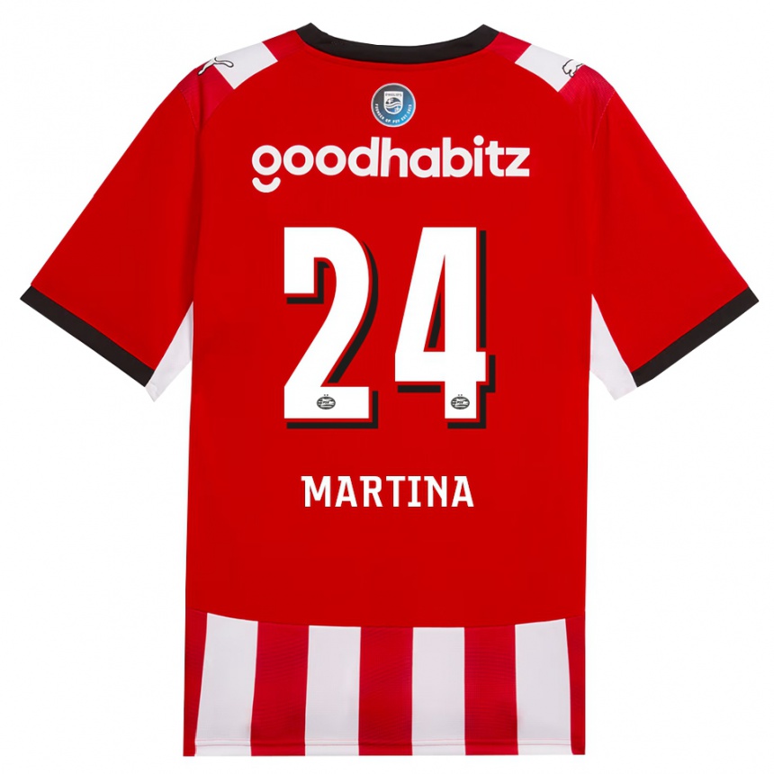 ילדים כדורגל Shijona Martina #24 אדום לבן שחור ג'רזי ביתית 2026/27