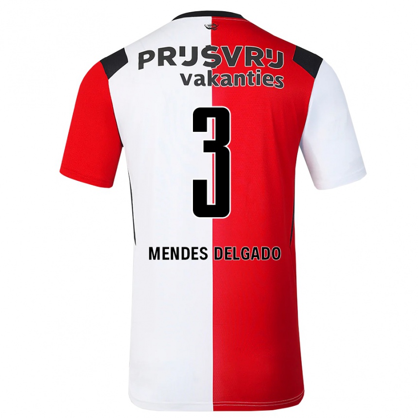 ילדים כדורגל Nestly Mendes Delgado #3 אדום לבן שחור ג'רזי ביתית 2026/27