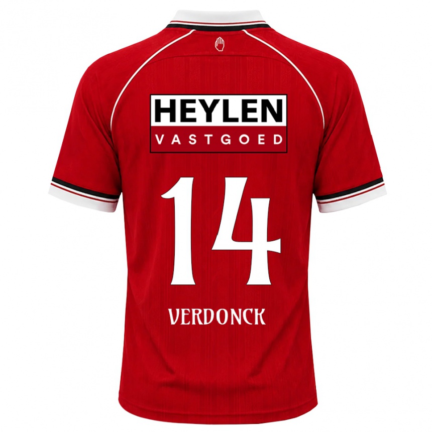 ילדים כדורגל Dries Verdonck #14 אדום לבן שחור ג'רזי ביתית 2026/27
