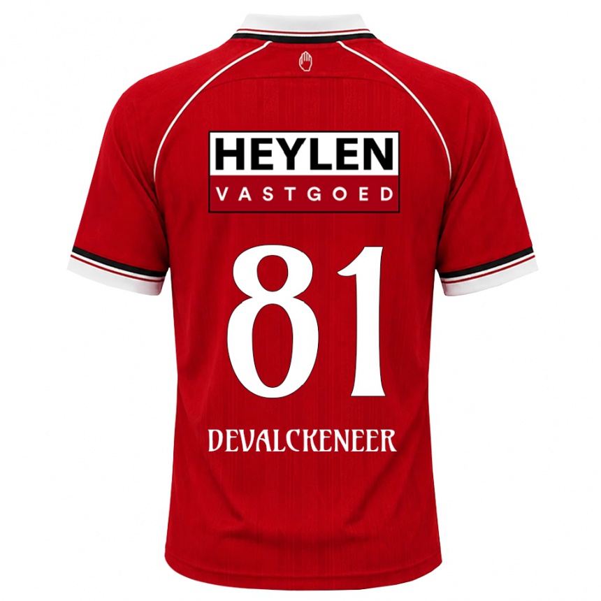ילדים כדורגל Niels Devalckeneer #81 אדום לבן שחור ג'רזי ביתית 2026/27 ילדים כדורגל Niels Devalckeneer #81 אדום לבן שחור ג'רזי ביתית 2026/27