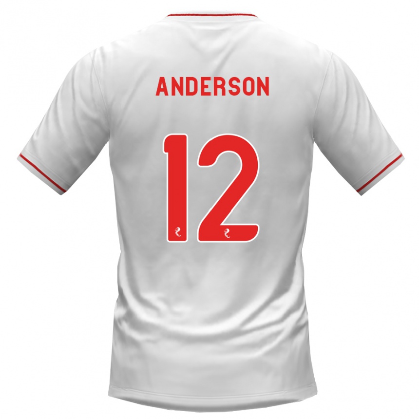 ילדים כדורגל Rhys Anderson #12 לבן אדום הרחק ג'רזי 2026/27 ילדים כדורגל Rhys Anderson #12 לבן אדום הרחק ג'רזי 2026/27