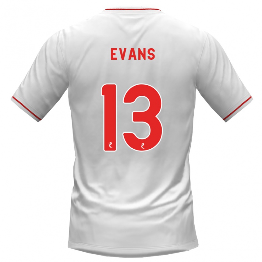 ילדים כדורגל Lauren Evans #13 לבן אדום הרחק ג'רזי 2026/27