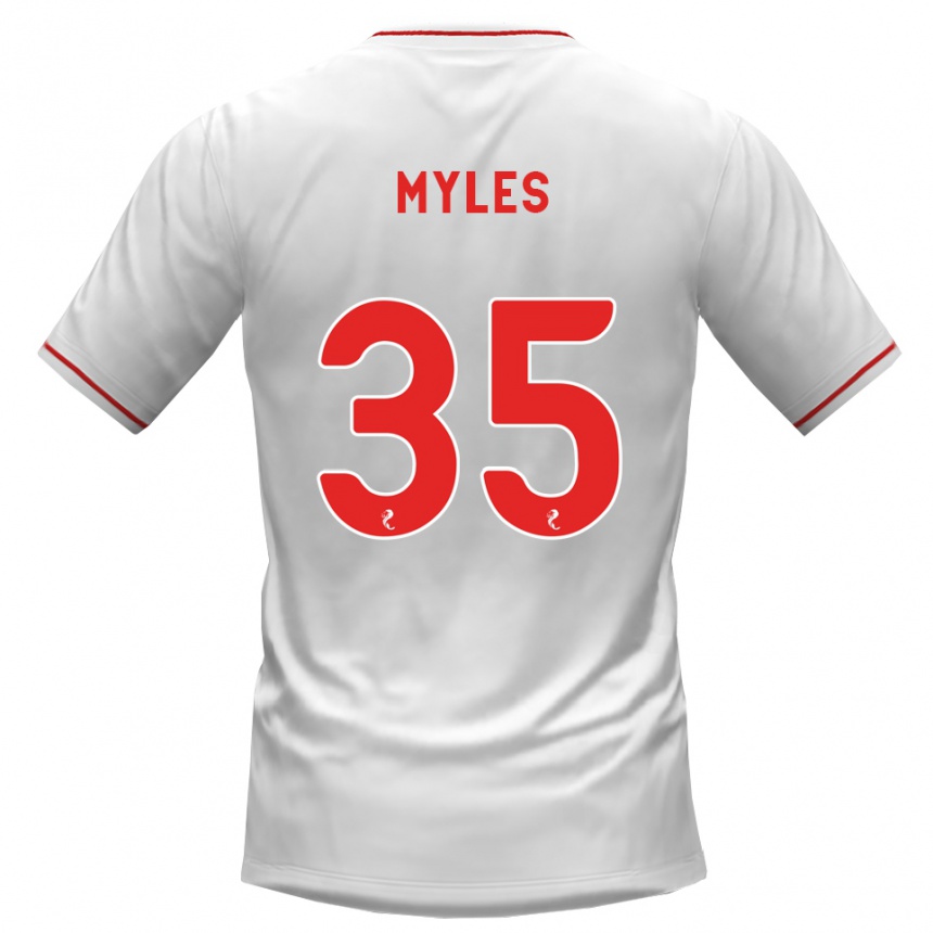 ילדים כדורגל Evan Myles #35 לבן אדום הרחק ג'רזי 2026/27