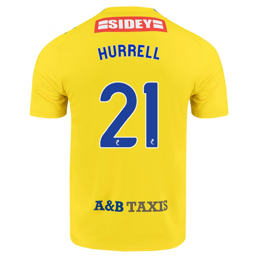 ילדים כדורגל Olivia Hurrell #21 צהוב כחול שחור הרחק ג'רזי 2026/27