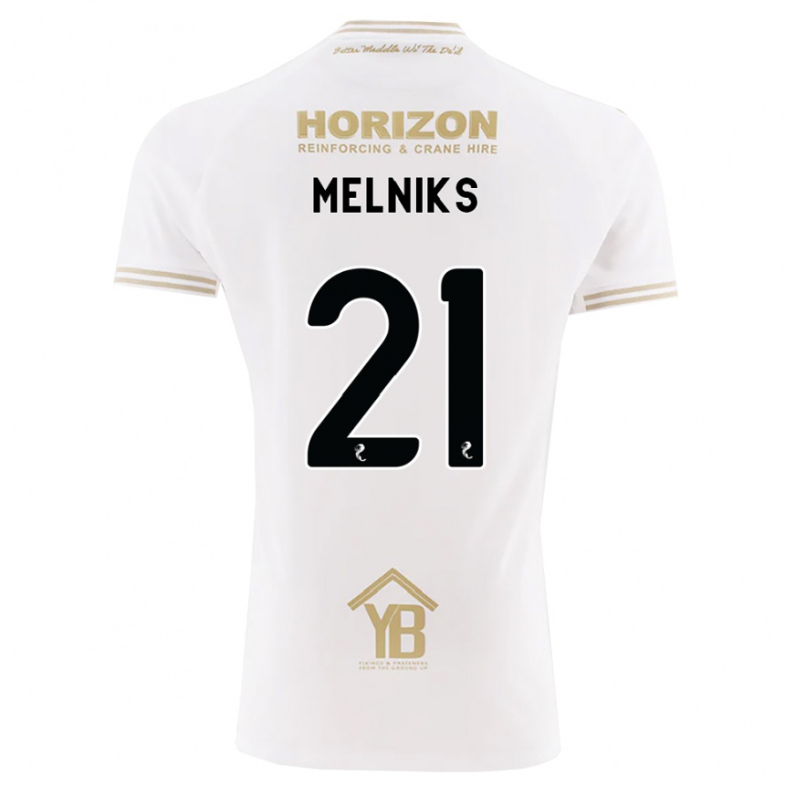 ילדים כדורגל Deniss Melniks #21 חיטה לבנה הרחק ג'רזי 2026/27