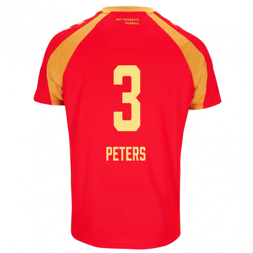 ילדים כדורגל Jan Peters #3 אדום כתום שחור הרחק ג'רזי 2026/27