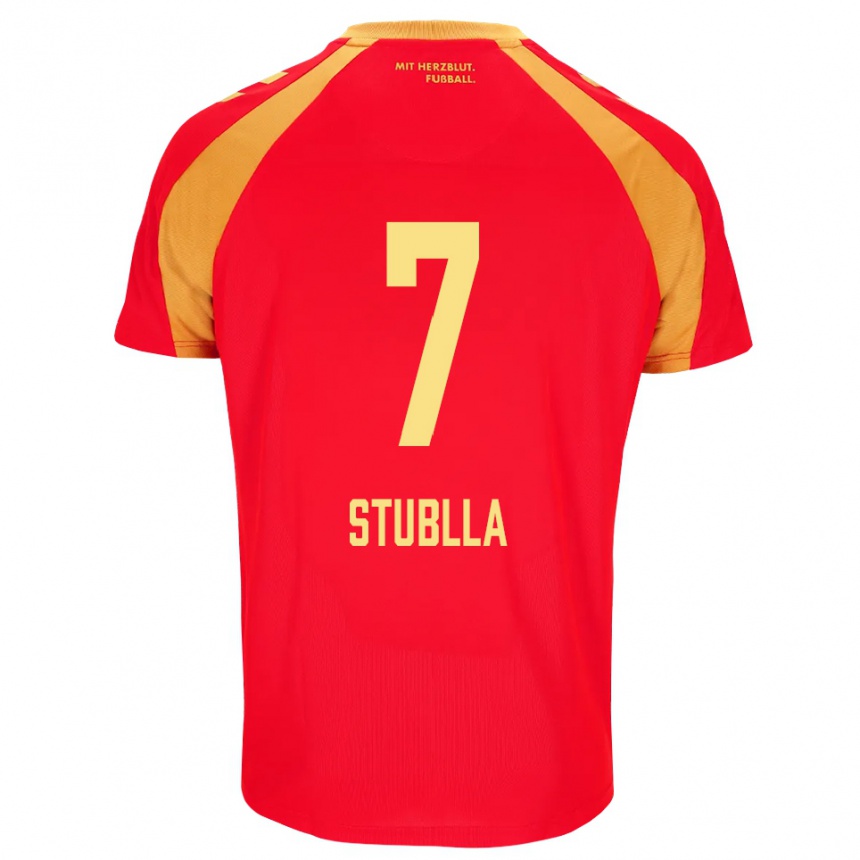 ילדים כדורגל Shkrep Stublla #7 אדום כתום שחור הרחק ג'רזי 2026/27