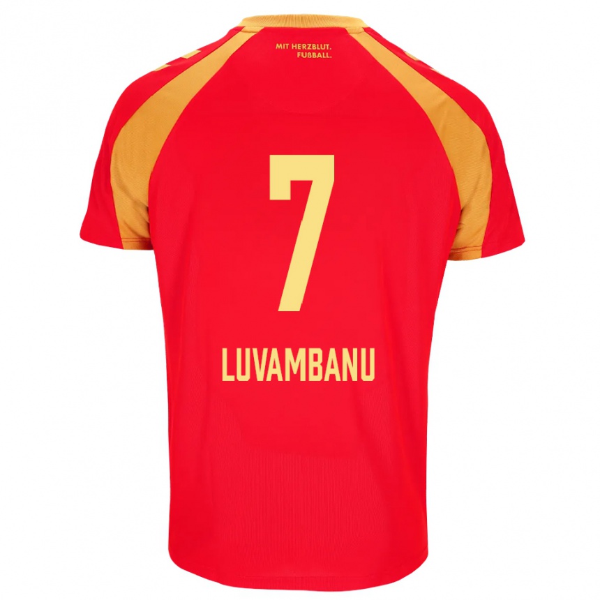 ילדים כדורגל Danell Luvambanu #7 אדום כתום שחור הרחק ג'רזי 2026/27