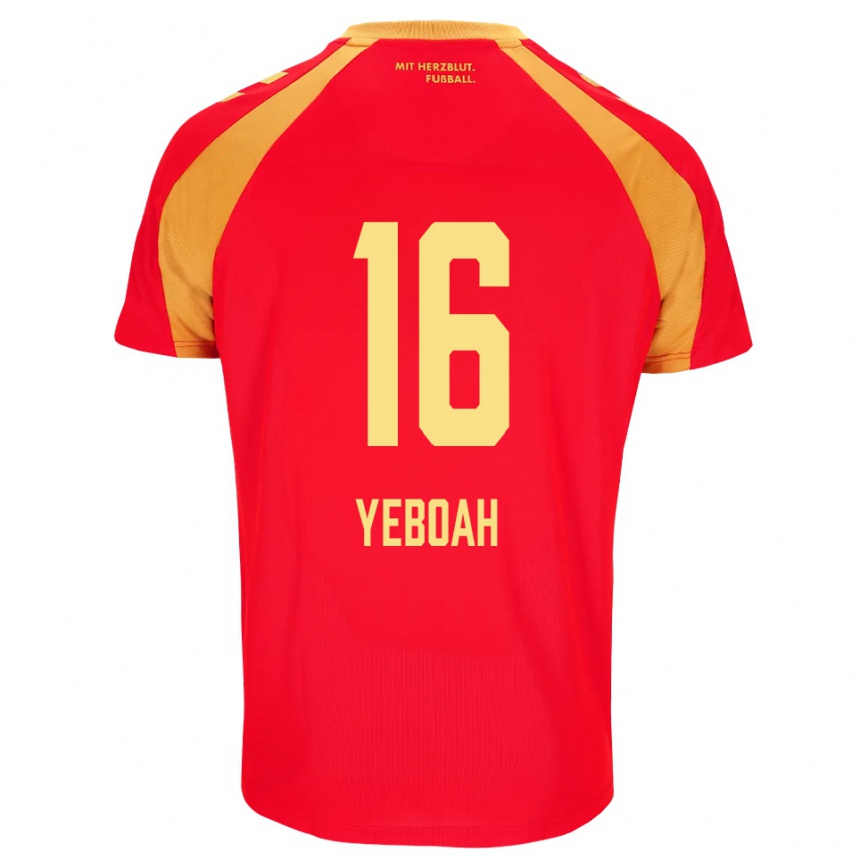 ילדים כדורגל Isaaq Yeboah #16 אדום כתום שחור הרחק ג'רזי 2026/27
