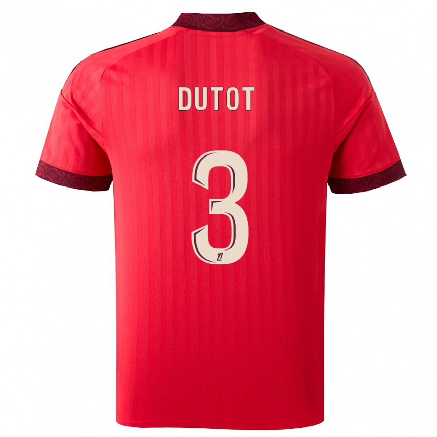 ילדים כדורגל Timothée Dutot #3 בורגונדי אדום לבן הרחק ג'רזי 2026/27