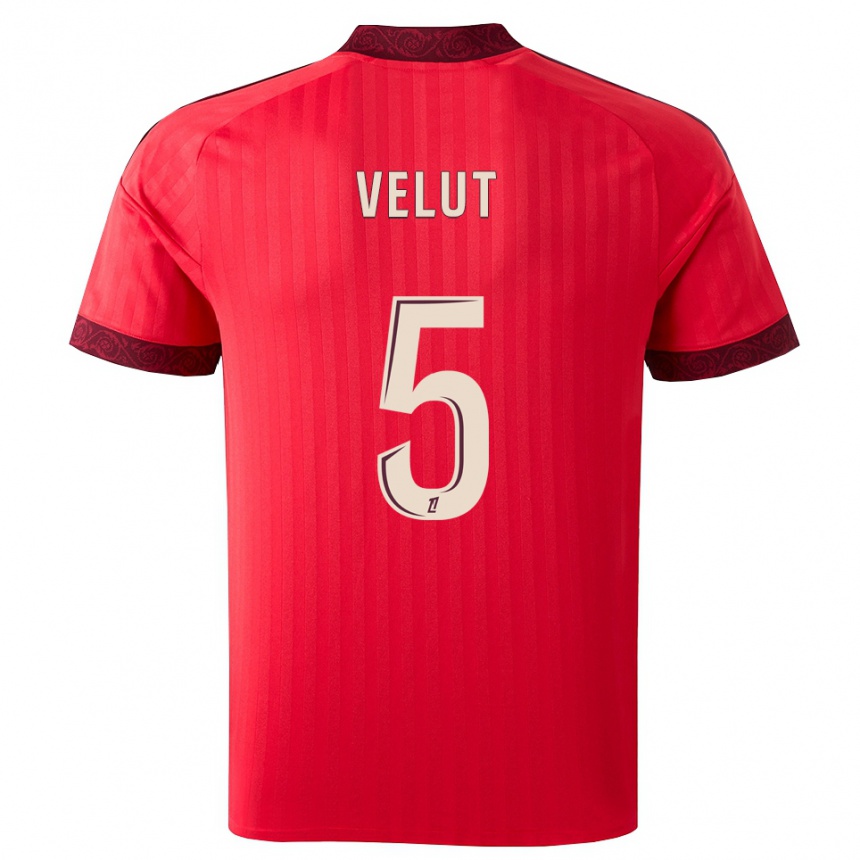 ילדים כדורגל Nolan Velut #5 בורגונדי אדום לבן הרחק ג'רזי 2026/27