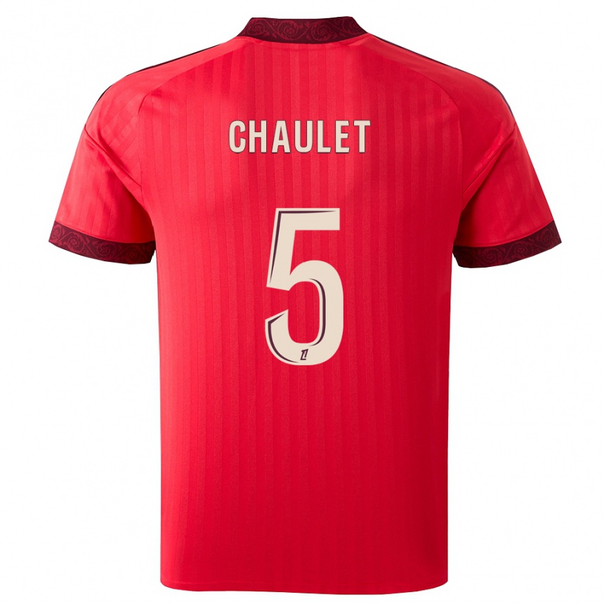 ילדים כדורגל Sawann Chaulet #5 בורגונדי אדום לבן הרחק ג'רזי 2026/27