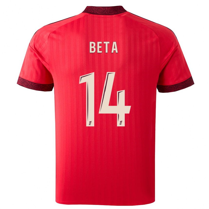 ילדים כדורגל Nathanaël Beta #14 בורגונדי אדום לבן הרחק ג'רזי 2026/27