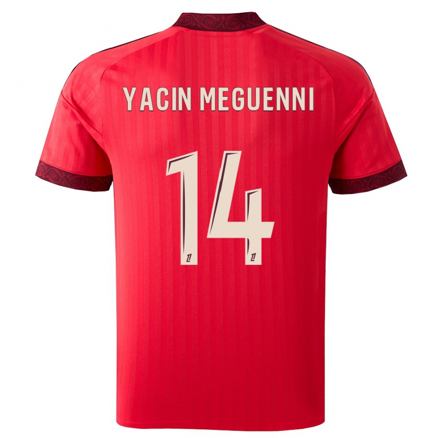 ילדים כדורגל Mohamed Yacin Meguenni #14 בורגונדי אדום לבן הרחק ג'רזי 2026/27