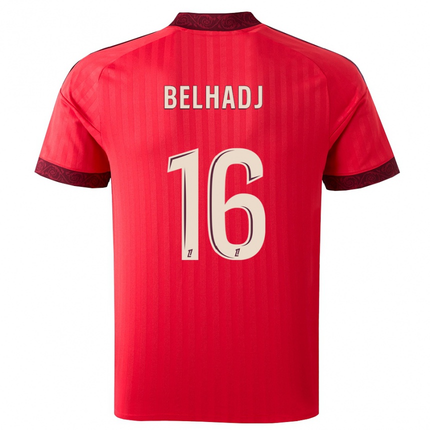 ילדים כדורגל Féerine Belhadj #16 בורגונדי אדום לבן הרחק ג'רזי 2026/27