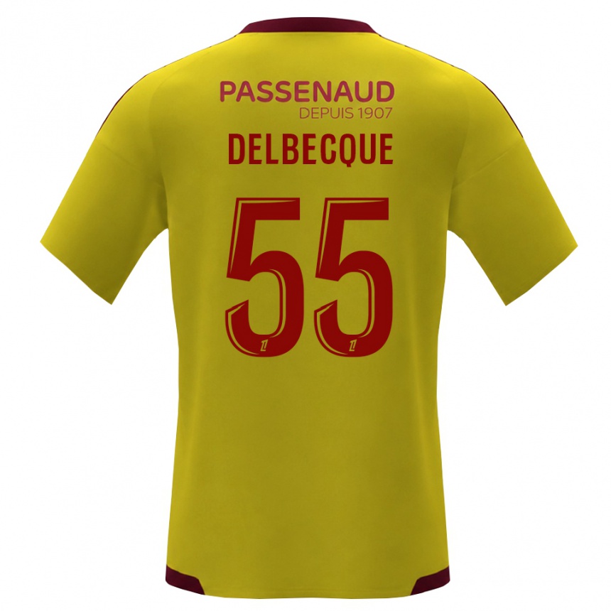 ילדים כדורגל Augustin Delbecque #55 צהוב אדום ירוק הרחק ג'רזי 2026/27