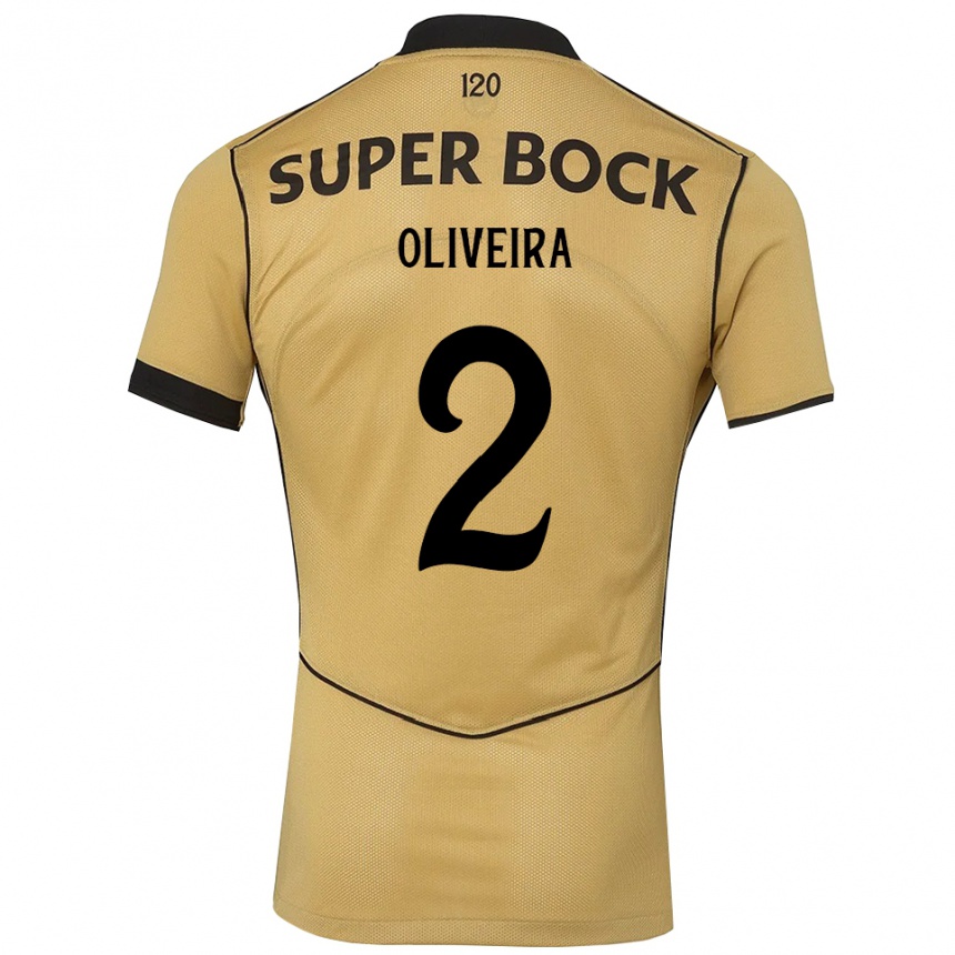 ילדים כדורגל Dinis Oliveira #2 זהב שחור הרחק ג'רזי 2026/27