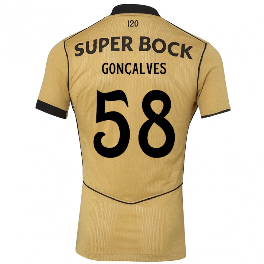 ילדים כדורגל Flávio Gonçalves #58 זהב שחור הרחק ג'רזי 2026/27