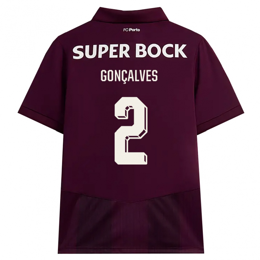 ילדים כדורגל Ema Gonçalves #2 בורדו לבן הרחק ג'רזי 2026/27