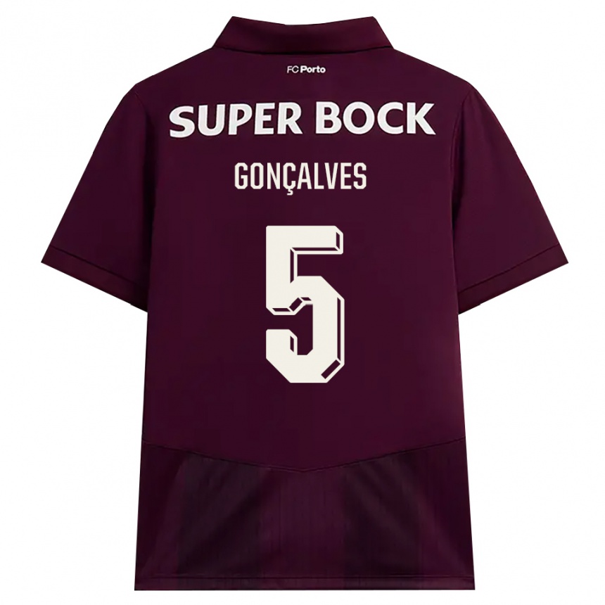 ילדים כדורגל Martim Gonçalves #5 בורדו לבן הרחק ג'רזי 2026/27