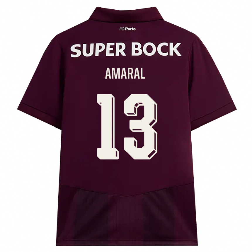 ילדים כדורגל Fábio Amaral #13 בורדו לבן הרחק ג'רזי 2026/27