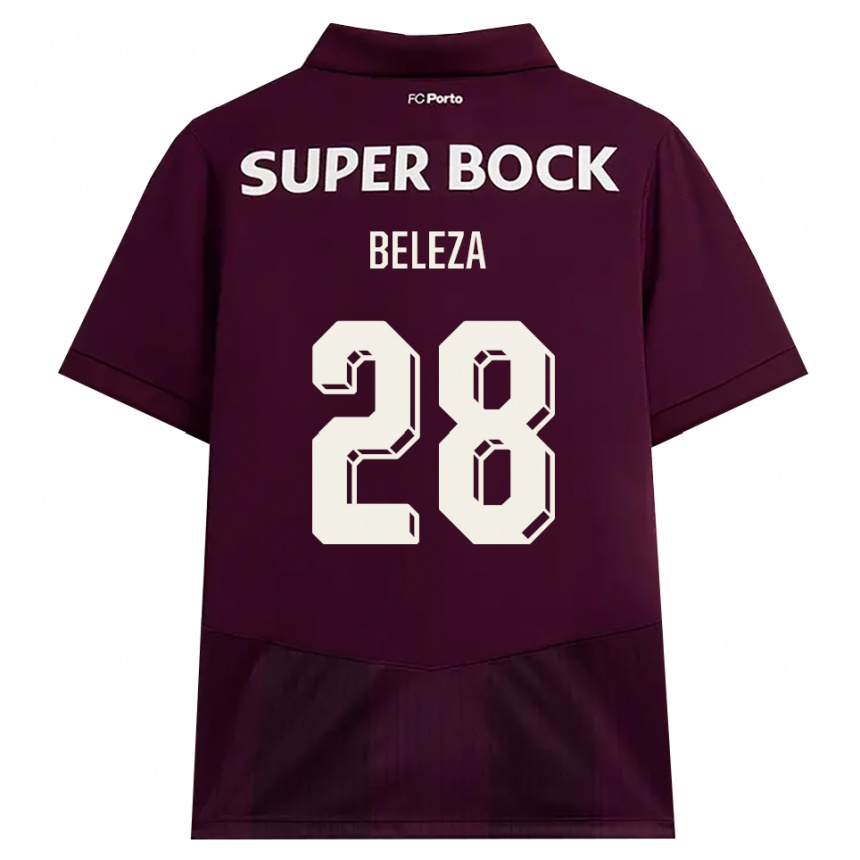 ילדים כדורגל Tatiana Beleza #28 בורדו לבן הרחק ג'רזי 2026/27