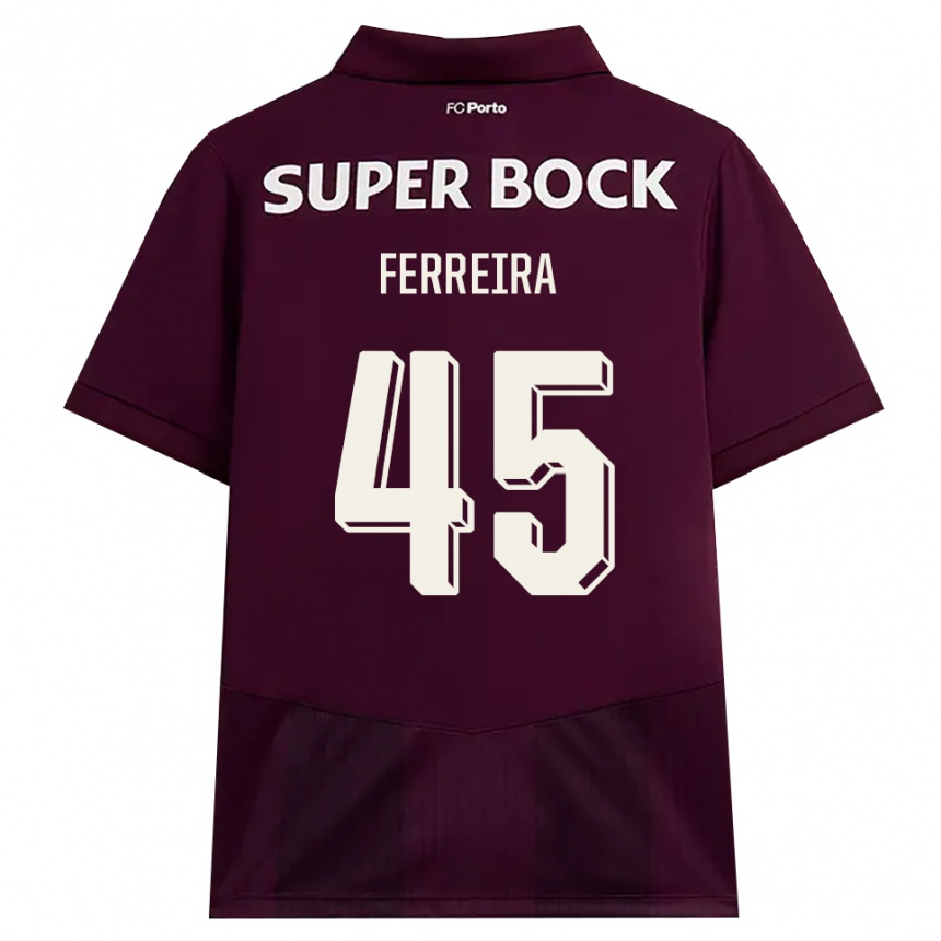 ילדים כדורגל Tiago Ferreira #45 בורדו לבן הרחק ג'רזי 2026/27