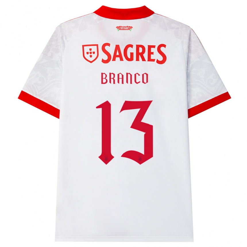ילדים כדורגל Marcelo Branco #13 לבן אדום צהוב הרחק ג'רזי 2026/27 ילדים כדורגל Marcelo Branco #13 לבן אדום צהוב הרחק ג'רזי 2026/27