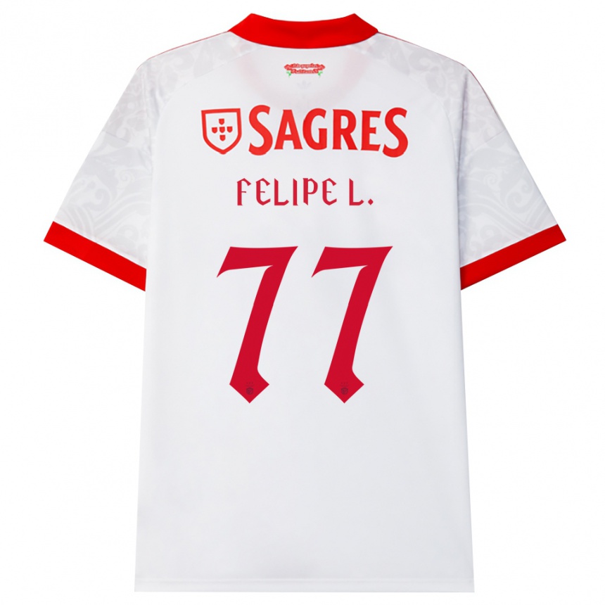 ילדים כדורגל Felipe Lima #77 לבן אדום צהוב הרחק ג'רזי 2026/27