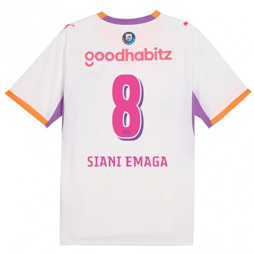 ילדים כדורגל Ezechiel Siani Emaga #8 לבן סגול כתום הרחק ג'רזי 2026/27