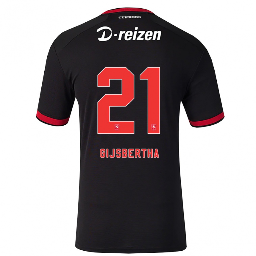 ילדים כדורגל Tyrese Gijsbertha #21 אדום לבן שחור הרחק ג'רזי 2026/27