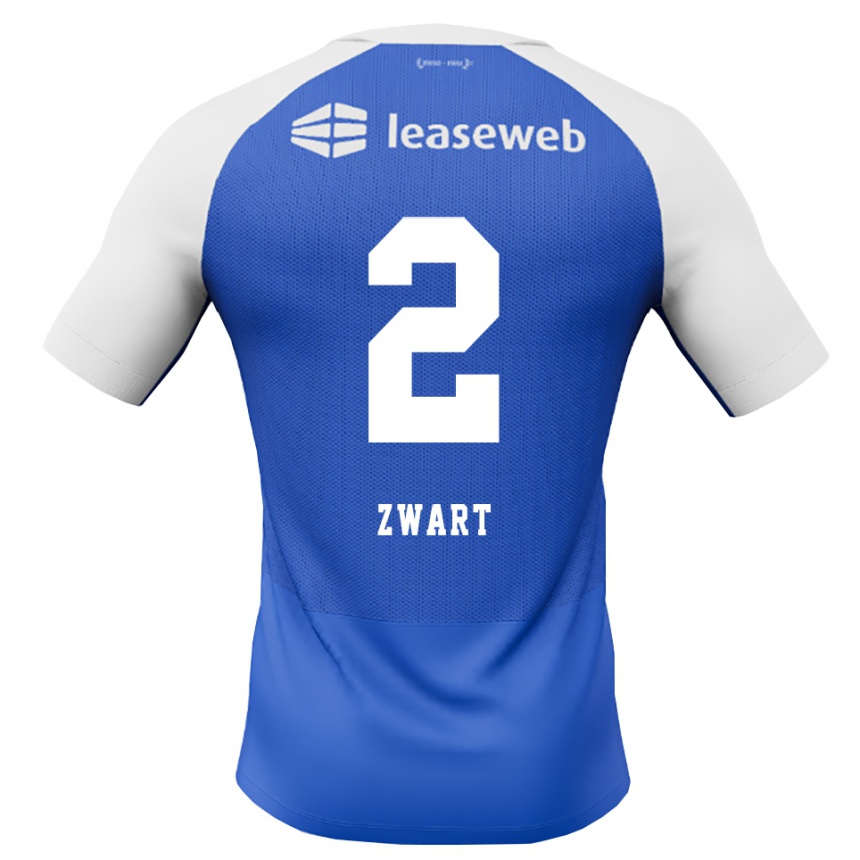 ילדים כדורגל Jesper Zwart #2 כחול דודוד אדום לבן הרחק ג'רזי 2026/27