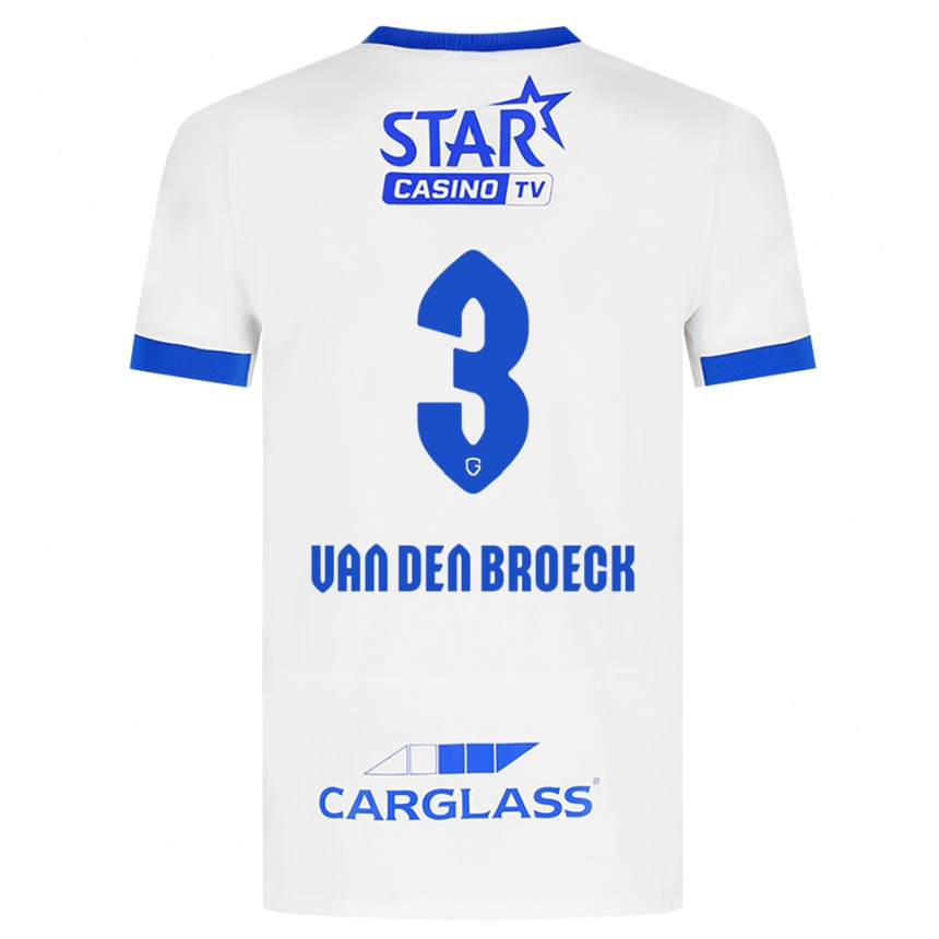 ילדים כדורגל Kobe Van Den Broeck #3 לבן כחול הרחק ג'רזי 2026/27