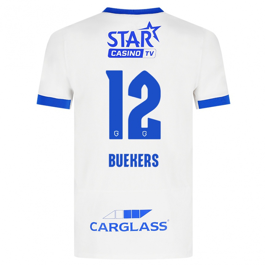 ילדים כדורגל Maxime Buekers #12 לבן כחול הרחק ג'רזי 2026/27