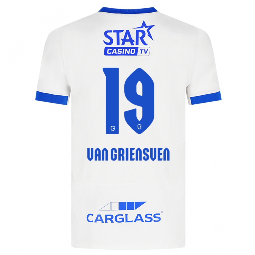 ילדים כדורגל Evy Van Griensven #19 לבן כחול הרחק ג'רזי 2026/27