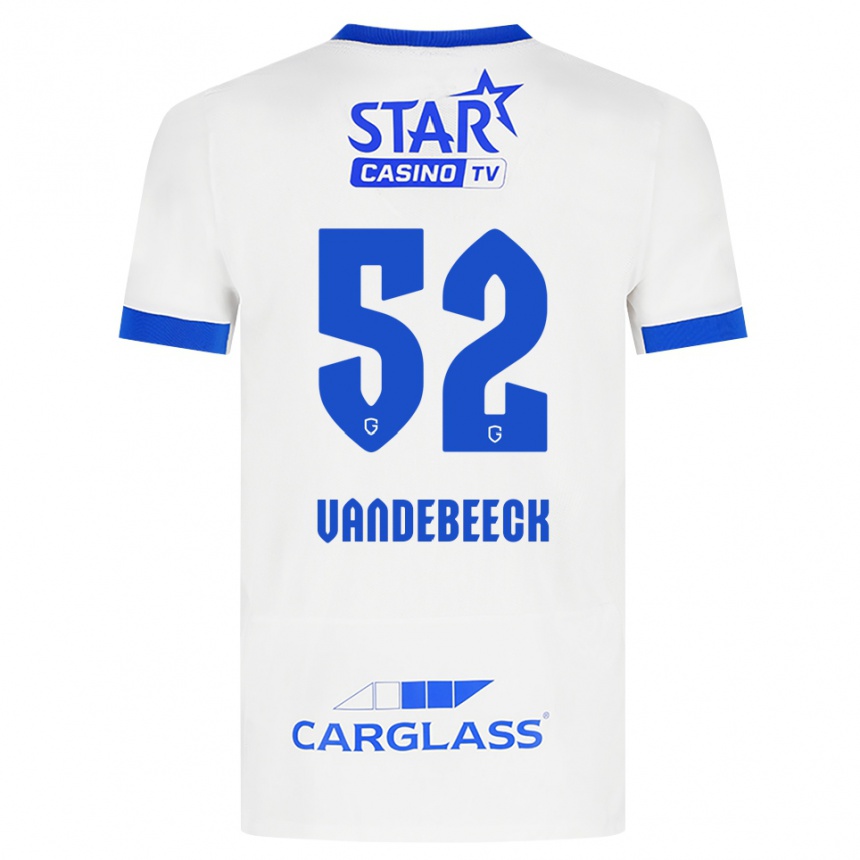 ילדים כדורגל Emmely Vandebeeck #52 לבן כחול הרחק ג'רזי 2026/27 ילדים כדורגל Emmely Vandebeeck #52 לבן כחול הרחק ג'רזי 2026/27