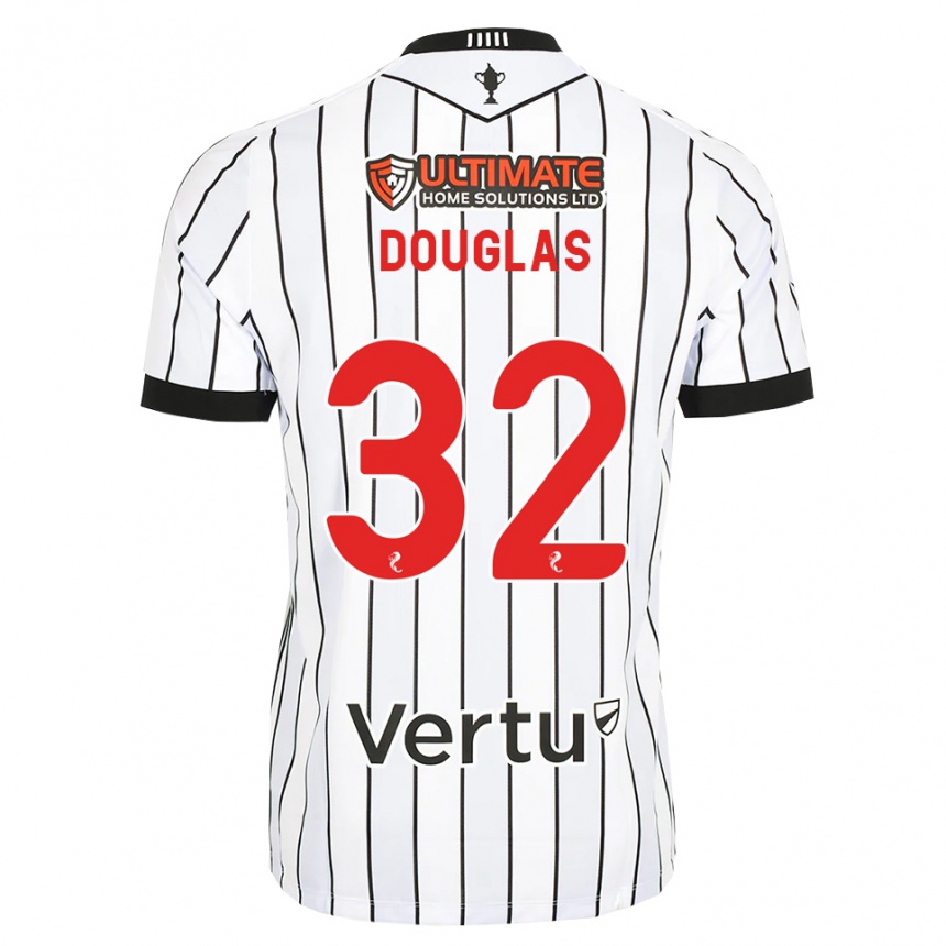 גברים כדורגל Luke Douglas #32 לבן שחור אדום ג'רזי ביתית 2026/27
