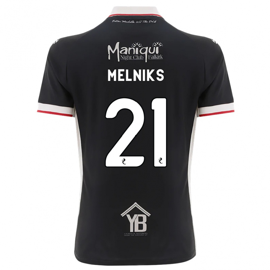 גברים כדורגל Deniss Melniks #21 שחור לבן אדום ג'רזי ביתית 2026/27