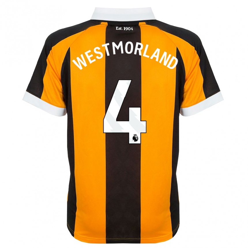 גברים כדורגל Emma Westmorland #4 כתום שחור לבן ג'רזי ביתית 2026/27