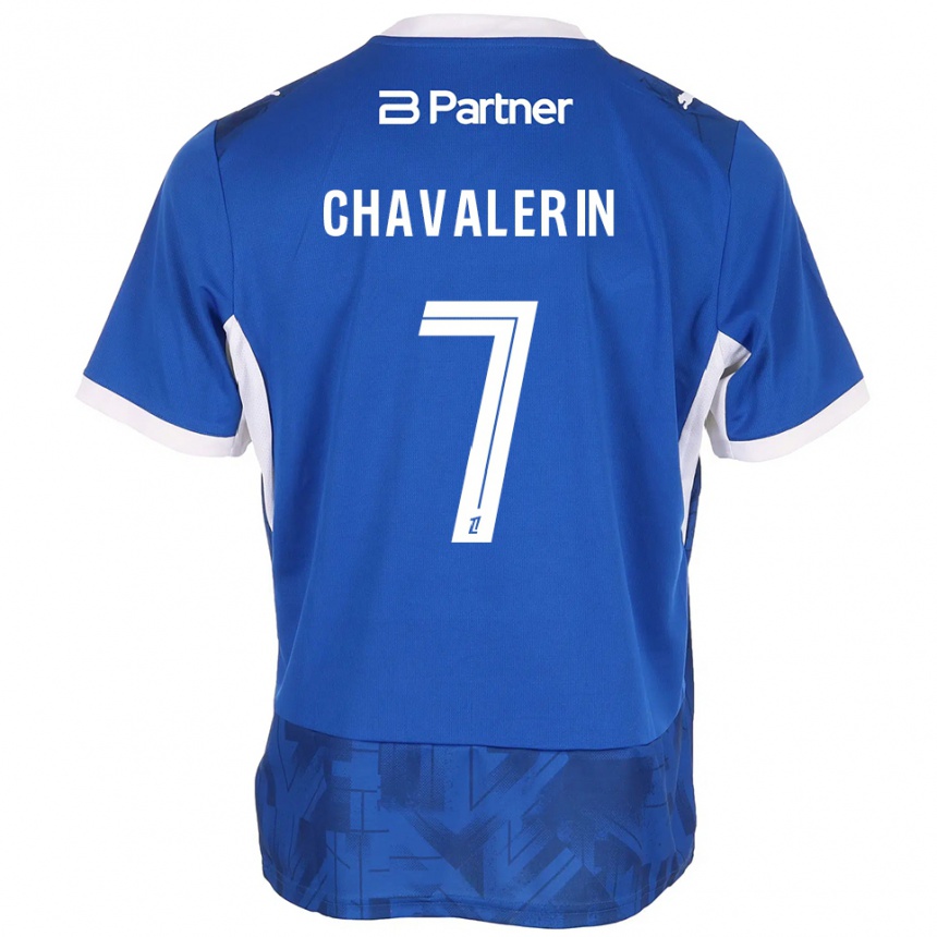גברים כדורגל Xavier Chavalerin #7 כחול בינוני לבן ג'רזי ביתית 2026/27