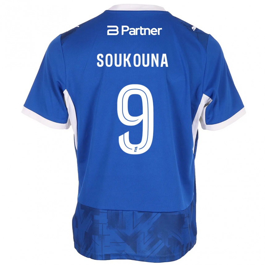 גברים כדורגל Idrissa Soukouna #9 כחול בינוני לבן ג'רזי ביתית 2026/27