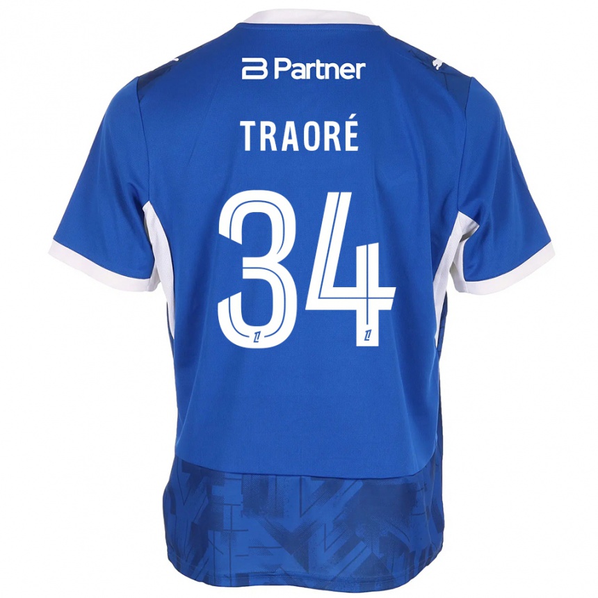 גברים כדורגל Ibrahim Traoré #34 כחול בינוני לבן ג'רזי ביתית 2026/27