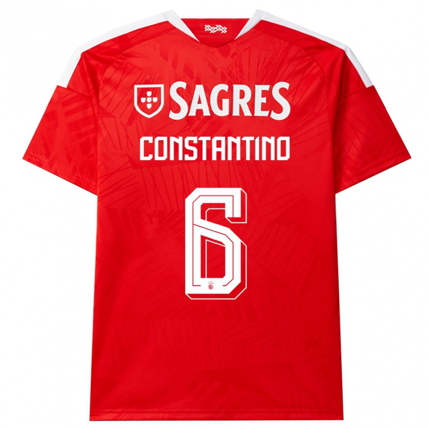 גברים כדורגל Simão Constantino #6 אדום לבן צהוב ג'רזי ביתית 2026/27
