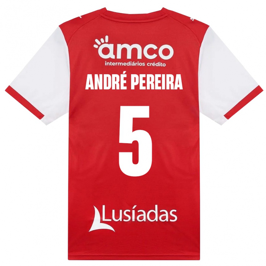 גברים כדורגל João André Pereira #5 לבן אדום שחור ג'רזי ביתית 2026/27