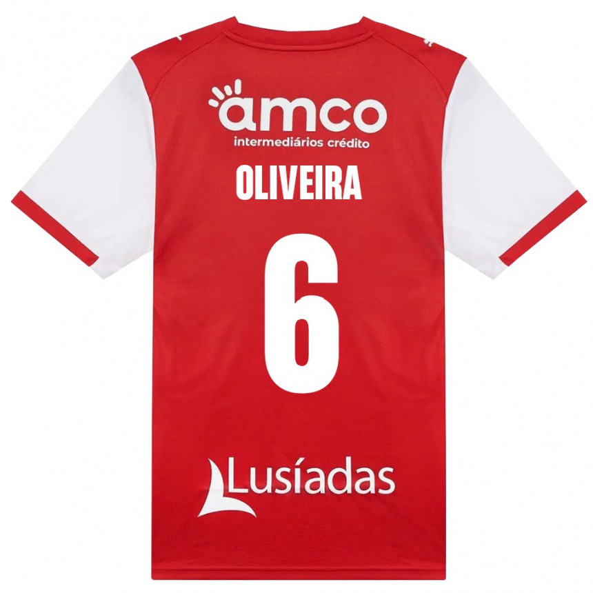 גברים כדורגל Afonso Oliveira #6 לבן אדום שחור ג'רזי ביתית 2026/27